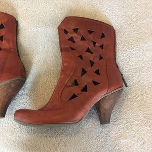 Chocolat Blu brand red cut out leather boots